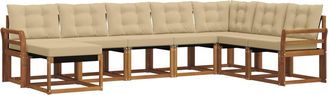 vidaXL Conjunto De Sof&aacute;s De Exterior 8 Uds. Natural Y Beige Vidaxl