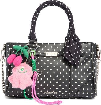 Madden Girl Charm Polka Dot Satchel Bag in Black Polka Dots at Nordstrom Rack