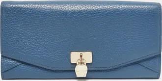 Aigner Blue Leather Logo Flap Continental Wallet