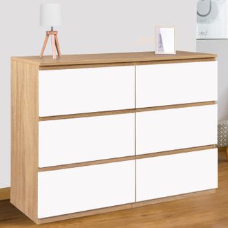 IDMarket Idmarket - Arc&oacute;n Tomi 110 Cm 6 Cajones En Haya Efecto Madera Y Blanco