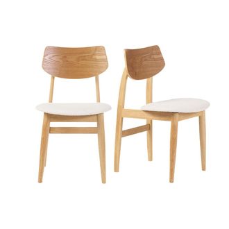 Miliboo Miliboo - Set De 2 Sillas N&oacute;rdicas De Madera Clara Y Borreguillo Blanco Elion