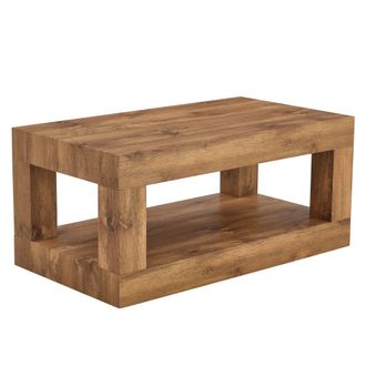 Urban Meuble Mesa de centro rectangular efecto madera de 2 niveles (93x53 cm)