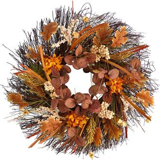 Nearly Natural 22In. Autumn Dahlia & Berries Artificial Fall Wreath