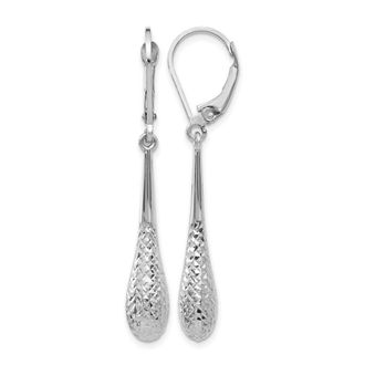 Diamond2Deal 14K White Gold Diamond-cut Drop Dangle Earrings