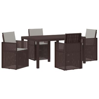 vidaXL Conjunto De Comedor De Jard&iacute;n 5 Pcs Marr&oacute;n Y Gris Claro Pp Vidaxl