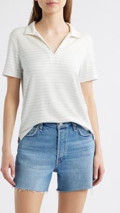 Rag & Bone Stripe Knit Polo in Ivory/Pale at Nordstrom Rack, Size Medium