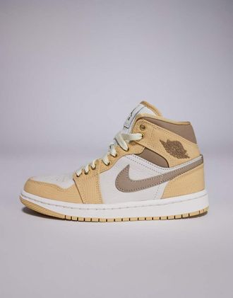 Nike Jordan Nike - Air Jordan 1 mid - Sneakers marroni e bianche-Verde