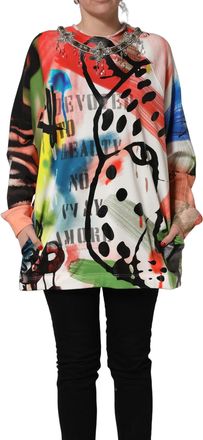 Dolce & Gabbana Womens Multicolor Embellished Graffiti Sweatshirt Cotton Accessory
