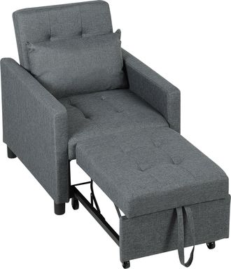 HOMCOM Convertible Single Chair Bed with Upholstered Fabric - Dark Grey | TJ Hughes