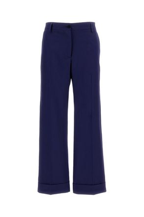 Alberto Biani Blue Wide-Leg Pressed Crease Pants