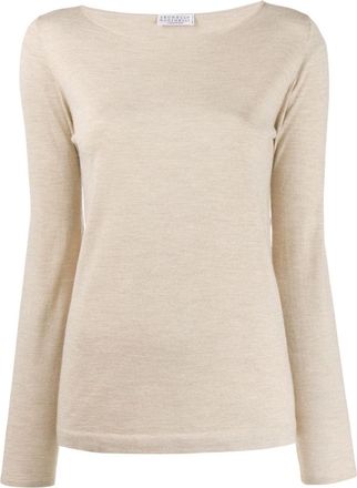 Brunello Cucinelli Beige Boat neck long sleeve sweater