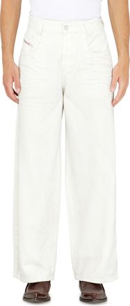 Diesel Relaxed Jeans High Waist 1982 D-Hakou, White, Button fly