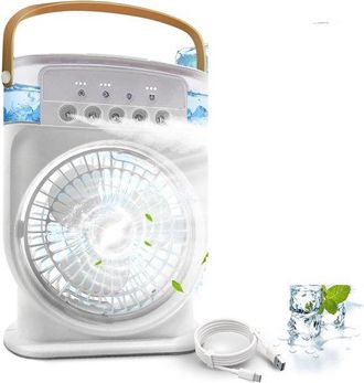 No Brand Mini Aire Acondicionado Port&aacute;til 4 En 1, Ventilador, Silencioso, Sin Manguera, Recargable, Con Temporizador, Blanco