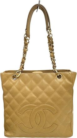 Chanel Beige Grained Calfskin Tote Bag (Pre-Owned)