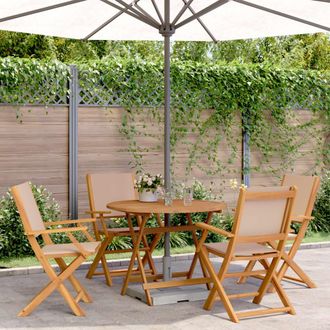vidaXL Set De Comedor De Jard&iacute;n 5 Pzas Tela Madera Maciza Gris Taupe Vidaxl