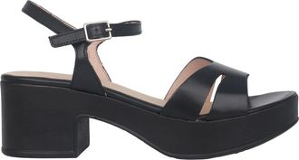 Wonders Zwarte damessandaal - Elara - Dames - Sandalen met hakken - Zwart - 35 EU - Leer - Schoenen
