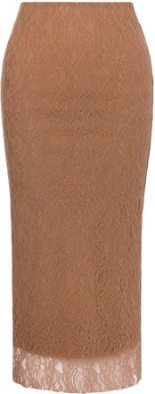 Philosophy di Lorenzo Serafini layered lace midi skirt - women - Elastane/Polyamide - 40 - Brown