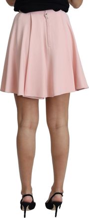 Dolce & Gabbana Womens Pink Tuck Pleat Flare A-Line Mini Rayon Acetate Elastane Clothing