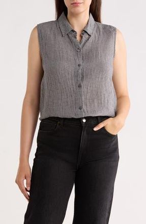 Eileen Fisher Classic Collar Sleeveless Organic Cotton Button-Up Shirt in Geyser at Nordstrom Rack, Size Xx-Small