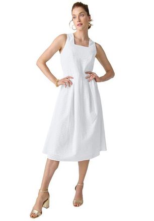 Jessica London Sleeveless Eyelet Midi Dress in White at Nordstrom, Size 18