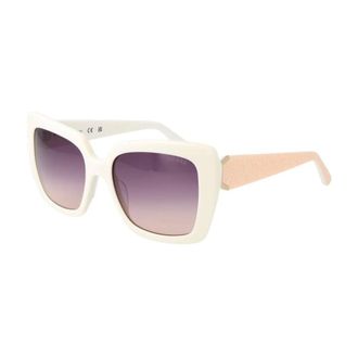 Guess Sunglasses, female, Beige, Size: ONE SIZE White Square Gradient Lens Sunglasses