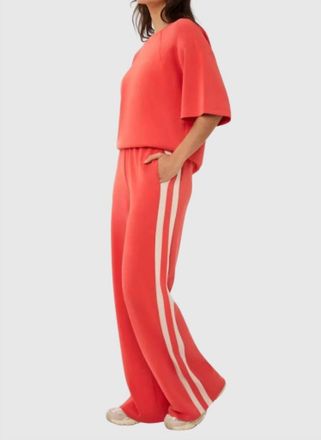 Esqualo Wide Stripe Trousers In Chili Red