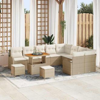 vidaXL Conjunto De Sof&aacute; De Jard&iacute;n Con Coj&iacute;n 12 Pcs Beige Polirat&aacute;n Vidaxl