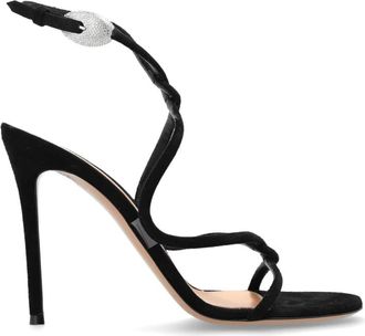 Gianvito Rossi Sandalen met hak - Dames - Sandalen met hakken - Zwart - 37 EU - Leer - Schoenen