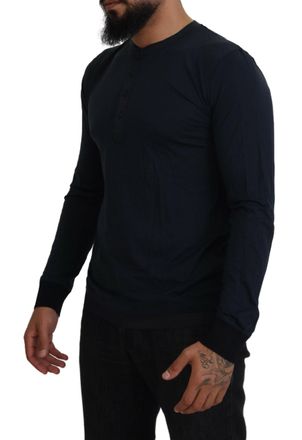Dolce & Gabbana Mens Cotton-Silk Blend Crewneck Sweater Navy