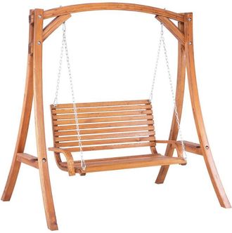 Beliani Columpio de jardín con marco de madera 2 plazas independiente Novara