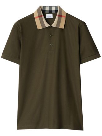 Burberry checkered-collar cotton polo shirt - Green