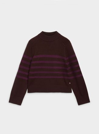 Icone Womens Textured stripes ultra-soft mock-neck sweater