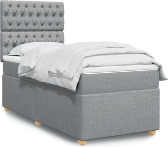 vidaXL Cama Box Spring Con Colch&oacute;n Tela Gris Claro 90x190 Cm Vidaxl