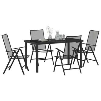 Berkfield Home Modern 5 Piece Garden Dining Set Anthracite Steel in Black
