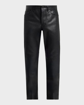 Tom Ford Men & apos;s Grained Leather Straight Leg Five-Pocket Pants