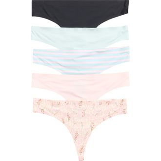 Honeydew Intimates Sandra Assorted Thong - Pack of 5 in Zest Floral/sandcastle/black at Nordstrom Rack, Size X-Large