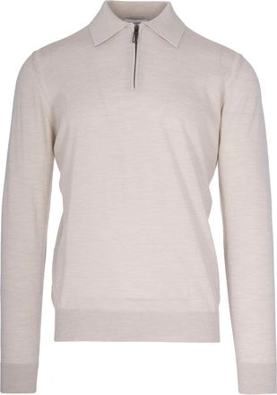 Paolo Pecora Knit Polo Sweater With Half-Zip Closure And Ribbed Detailing