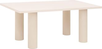 Deco Wood Mesa de comedor rectangular de microcemento en tono blanco roto 160cm