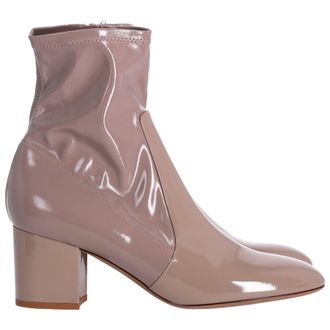Valentino Pre-owned Womens Block Heel Ankle Boots in Beige Patent Leather Leather (archived) - Size UK 6