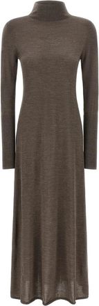 Pinko Lange coltruijurk - Dames - Kleedjes - Bruin - S - Wol - Kleedjes