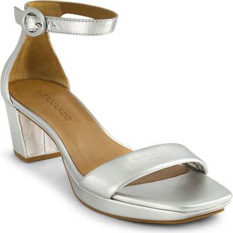 Bernardo Carla Square Toed Ankle Strap Sandal in Silver Antique Calf at Nordstrom Rack, Size 8.5