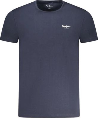 Pepe Jeans London Blauw Katoen Heren T-Shirt Slim-Fit - Heren - T-shirts - Blauw - M - Katoen - Tops