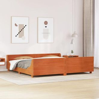 vidaXL Vidaxl - Cama Sin Colch&oacute;n Madera Maciza De Pino Marr&oacute;n Cera 180x200 Cm