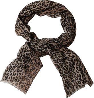 Dolce & Gabbana Brown Leopard Cashmere Shawl Stole Womens Scarf (Pre-Owned)