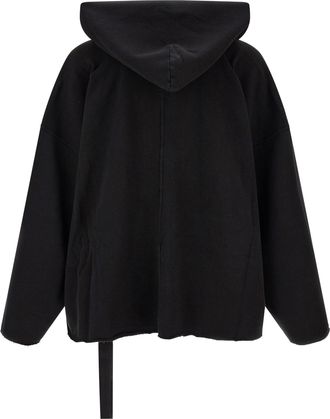 Rick Owens LS Kaftan Hip Hoodie - Black