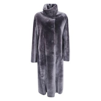 Giorgio Armani Single-Breasted Coats - Coats - Mujer - Gris - S