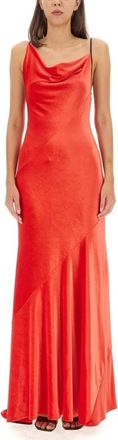 Philosophy di Lorenzo Serafini Elegante Lange Jurk met Dunne Bandjes - Dames - Maxi kleedjes - Rood - M - Polyester - Kleedjes