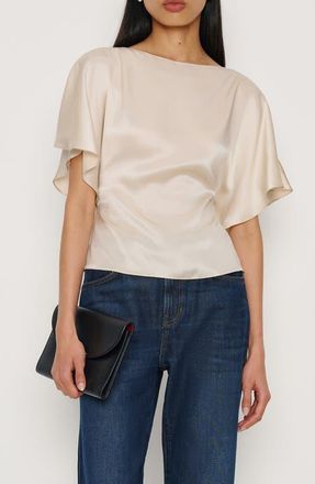 Reformation Avery Silk Top in Almond at Nordstrom, Size X-Large