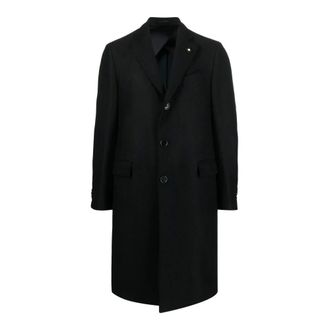 Lardini Wollen kasjmier jas - Heren - Mantels - Zwart - Maat: 3XL Wol