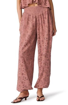 Steve Madden Tillie Cotton Eyelet Pants in Burnt Coral at Nordstrom, Size X-Large